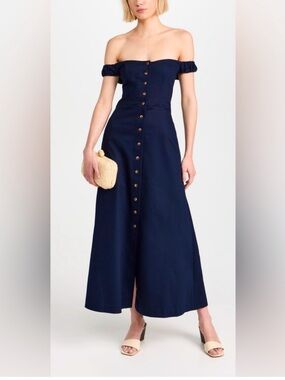 Favorite Daughter Lovesick Off-the-Shoulder Navy Dress